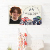 Monster Truck Thema Foto Verjaardagsfeest Spandoek (Insitu)