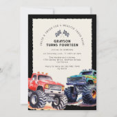 Monster Truck Thema Verjaardagsfeest Uitnodiging (Voorkant)