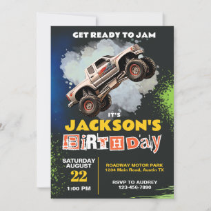Monster Truck Thema Verjaardagsfeestje Kaart