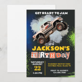 Monster Truck Theme Verjaardagsfeest Kaart (Voorkant / Achterkant)