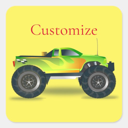 Monster Truck Thunder_Cove Vierkante Sticker (Voorkant)
