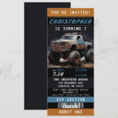 Monster Truck Ticket Birthday Party Kaart (Voorkant / Achterkant)