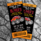 Monster Truck Ticket Birthday Party Kaart