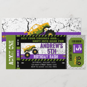 Monster Truck Ticket Verjaardag Kaart