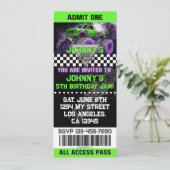 Monster Truck Ticket Verjaardag Uitnodiging (Staand voorkant)
