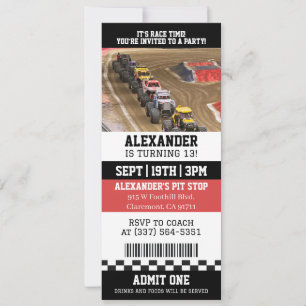 Monster Truck Ticket Verjaardagsfeestje Kaart