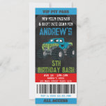 Monster Truck Ticket Verjaardagsfeestuitnodiging Kaart<br><div class="desc">Deze leuke en leuke feestuitnodiging is perfect voor het Monster Truck verjaardagsfeestje van je kind.</div>
