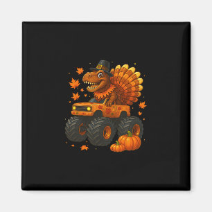 Monster Truck Trex Dinosaur Kalkoen Fall Thanksgiv Magneet