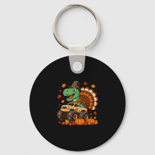 Monster Truck Trex Dinosaur Kalkoen Herfst Thanksg Sleutelhanger