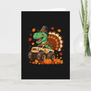 Monster Truck Trex Dinosaur Turkey Fall Thanksgivi Kaart