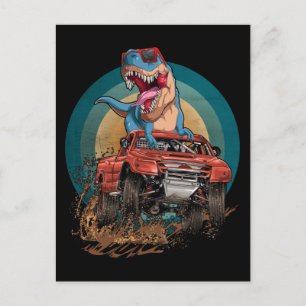 Monster Truck Trex Dirt Race Dinosaur Briefkaart