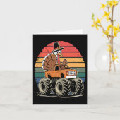 Monster Truck Turkey Sunset Retro Thanksgiving Boy Kaart (Gele Bloem)