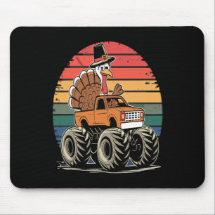 Monster Truck Turkey Sunset Retro Thanksgiving Boy Muismat