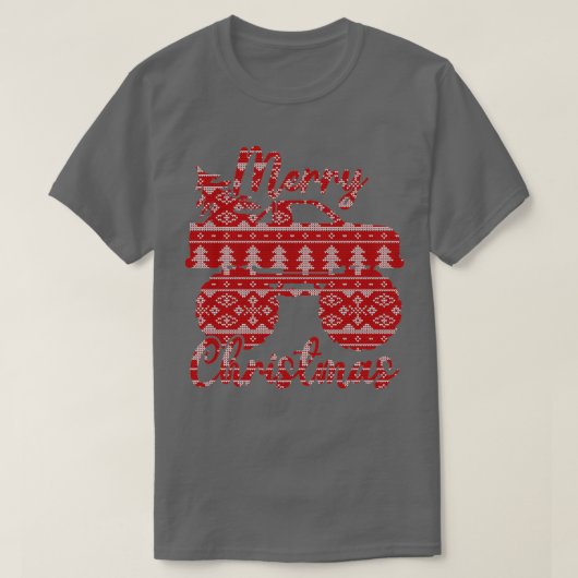 Monster Truck Ugly Sweater Style Merry kerst E T-shirt (Design voorkant)