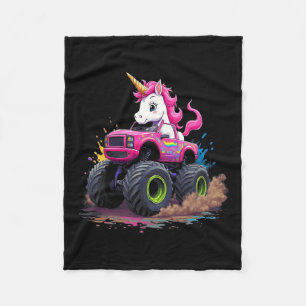 Monster Truck Unicorn Birthday Party Monster Truck Fleece Deken