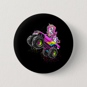 Monster Truck Unicorn Birthday Party Monster Truck Ronde Button 5,7 Cm