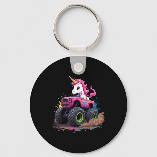 Monster Truck Unicorn Birthday Party Monster Truck Sleutelhanger (Voorkant)