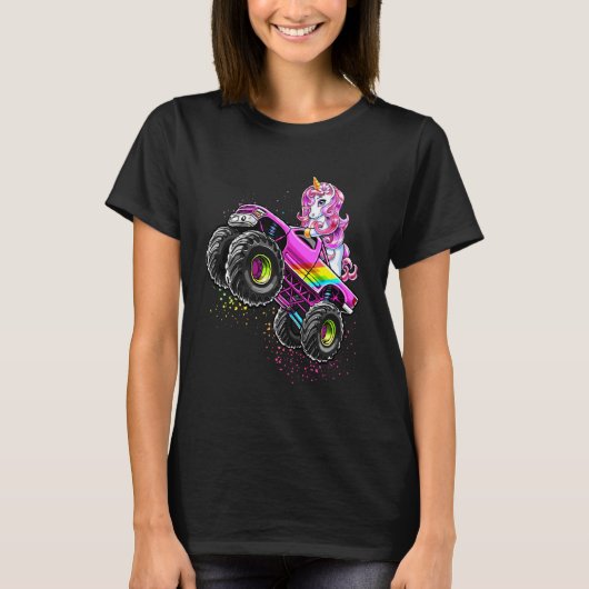 Monster Truck Unicorn Birthday Party Monster Truck T-shirt (Voorkant)