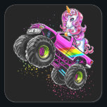 Monster Truck Unicorn Birthday Vierkante Sticker<br><div class="desc">Monster Truck Unicorn Birthday</div>