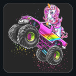 Monster Truck Unicorn Birthday Vierkante Sticker<br><div class="desc">Monster Truck Unicorn Birthday</div>