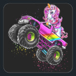 Monster Truck Unicorn Birthday Vierkante Sticker<br><div class="desc">Monster Truck Unicorn Birthday</div>