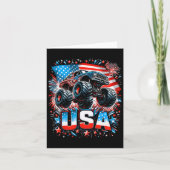 Monster Truck Usa American Flag 4th Of July  Kaart (Voorkant)