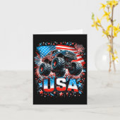 Monster Truck Usa American Flag 4th Of July  Kaart (Gele Bloem)