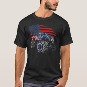 Monster Truck USA Flag Merica Mannen Boys 4 juli T-shirt