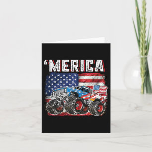 Monster Truck USA Flag Merica Mannen Boys 4th of J Kaart