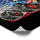 Monster Truck USA Flag Merica Mannen Boys 4th of J Poster (Hoek)