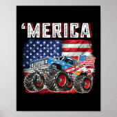 Monster Truck USA Flag Merica Mannen Boys 4th of J Poster (Voorkant)