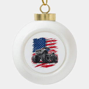 Monster Truck USA Keramische Bal Ornament