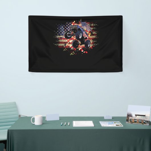 Monster Truck USA Vlag Patriotic Independence Spandoek (Beurs)