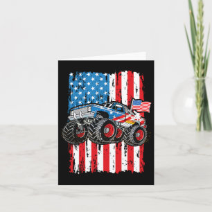 Monster Truck Usa vlag Patriottic Boys Man 4th of  Kaart