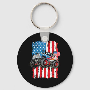 Monster Truck Usa vlag Patriottic Boys Man 4th of  Sleutelhanger