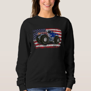Monster Truck Usa Vlag Patriottische Jongens Manne Trui