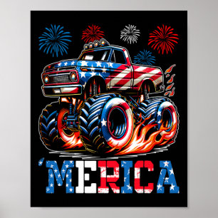 Monster Truck USA Vlag Patriottische Peuters Jonge Poster