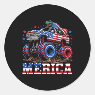 Monster Truck USA Vlag Patriottische Peuters Jonge Ronde Sticker