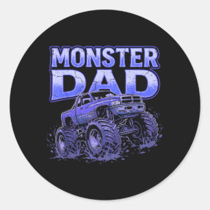 Monster Truck Vader Familie Bijpassende Monster Tr Ronde Sticker