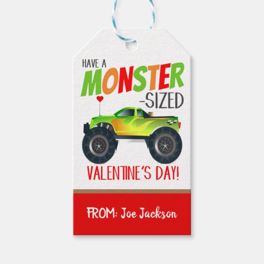 Monster Truck Valentijn Gift Label Cadeaulabel (Voorkant)