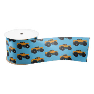 Monster Truck Vehicle Oranje Blue Satijnen Lint