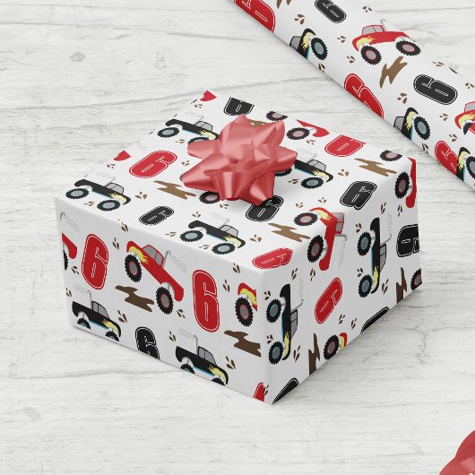 Monster Truck Verjaardag Aangepaste Leeftijd Cadeaupapier