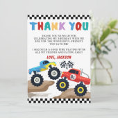 Monster Truck Verjaardag Bedankt Kaart (Staand voorkant)