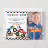 Monster Truck Verjaardag Foto Bedankt Kaart (Voorkant)