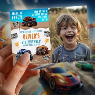 Monster Truck Verjaardag met Foto Kaart