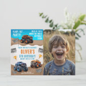 Monster Truck Verjaardag met Foto Kaart (Staand voorkant)