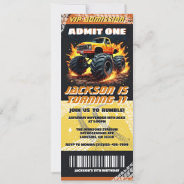 Monster Truck Verjaardag Ticket Uitnodigingen