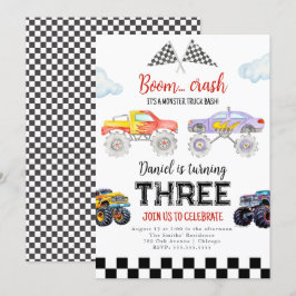 Monster Truck Verjaardag Uitnodiging Monster Truck