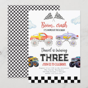 Monster Truck Verjaardag Uitnodiging Monster Truck
