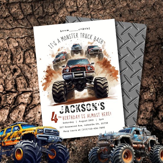 Monster Truck Verjaardag uitnodiging | Monstertruc